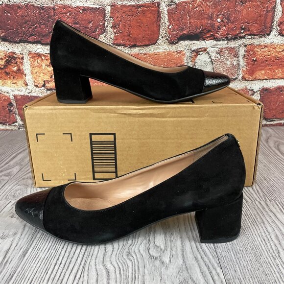 Cole Haan Women's The GO-to Pump 45MM, Black Suede/Black Croc, 8.5 - Picture 2 of 6